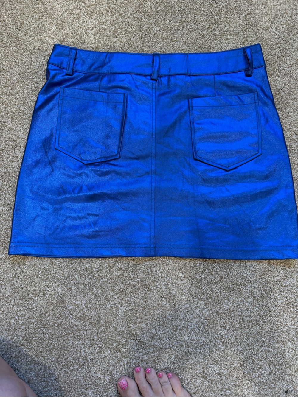 Blue Metallic Mini Skirt - Brand Unspecified